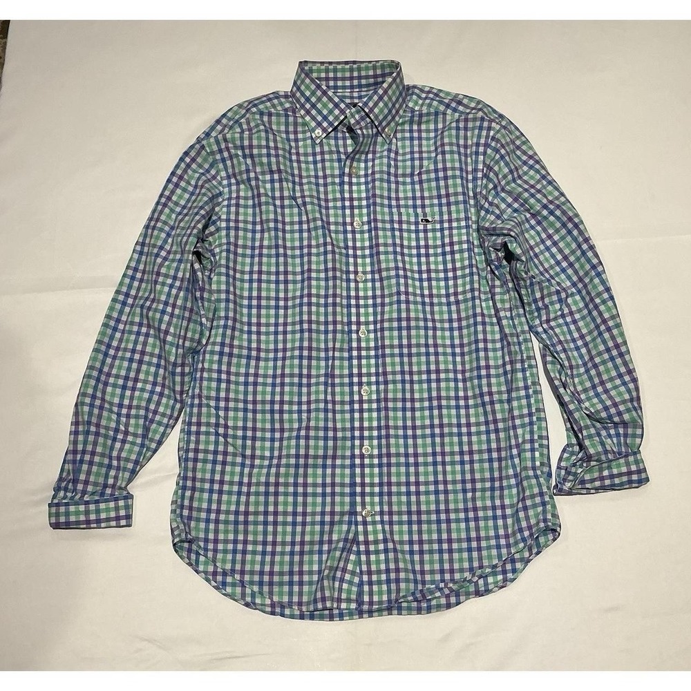 Vineyard Vines Tucker Shirt Mens Small Multicolor Plaid 100% Cotton Preppy